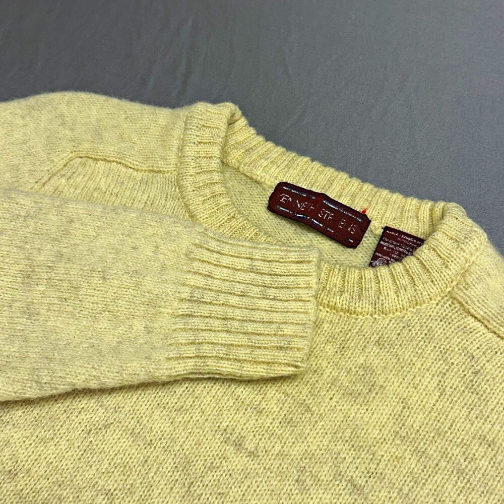 Kenneth Stevens Men's Sweater M 100% Shetland Wool Knit Crew Neck Solid Beige